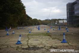The remains of the Brooklands oval racing circuit, Weybridge, Surrey, United Kingdom