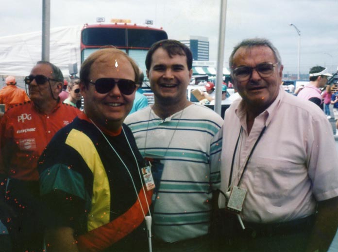 (From left) Keith Waltz with current SPEED SPORT Editor Mike Kerchner and the late Chris Economaki.