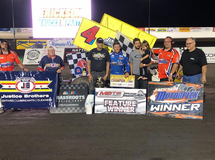 Lee Grosz in victory lane Saturday at the Jackson Motorplex. Lee Grosz in victory lane Saturday at the Jackson Motorplex.