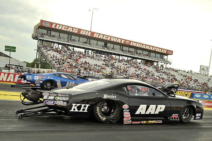Mike Castellana raced to victory in the E3 Spark Plugs NHRA Pro Mod Drag Racing Series portion of the U.S. Nationals. (Shawn Crose Photo) Mike Castellana raced to victory in the E3 Spark Plugs NHRA Pro Mod Drag Racing Series portion of the U.S. Nationals. (Shawn Crose Photo)
