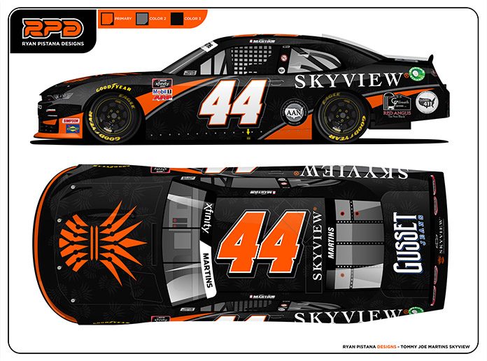 Tommy Joe Martins will carry sponsorship from SkyView Partners during the NASCAR Xfinity Series race at Darlington Raceway on May 19. Tommy Joe Martins will carry sponsorship from SkyView Partners during the NASCAR Xfinity Series race at Darlington Raceway on May 19.
