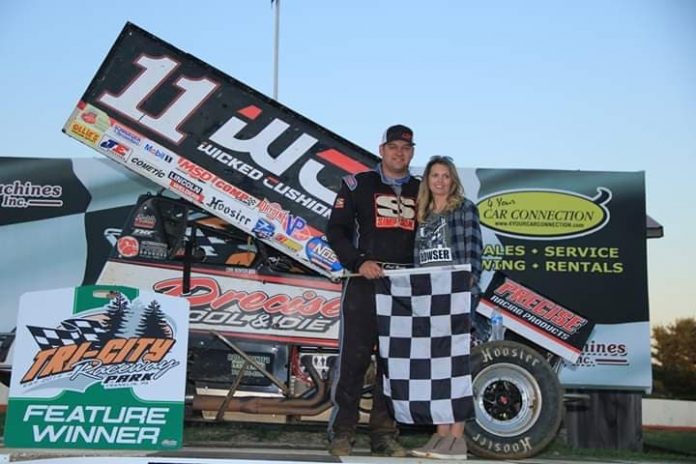 Carl Bowser in victory lane Sunday at Tri-City Raceway Park. Carl Bowser in victory lane Sunday at Tri-City Raceway Park.
