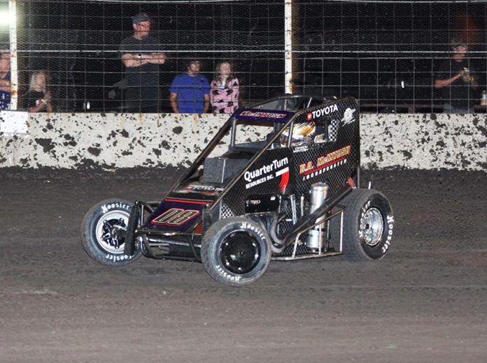 Cannon McIntosh on his way to victory Friday night at Airport Raceway. (Don Holbrook Photo) Cannon McIntosh on his way to victory Friday night at Airport Raceway. (Don Holbrook Photo)