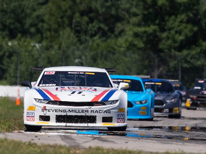 Mike Skeen leads the field during Sunday's Trans-Am Series TA2 class event at Brainerd Int'l Raceway. Mike Skeen leads the field during Sunday's Trans-Am Series TA2 class event at Brainerd Int'l Raceway.