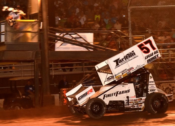 2020 ASCoC Rudeen Fdn Race Kyle Larson Checkered Flag Paul Arch Photo $26,000 Rudeen Foundation Race