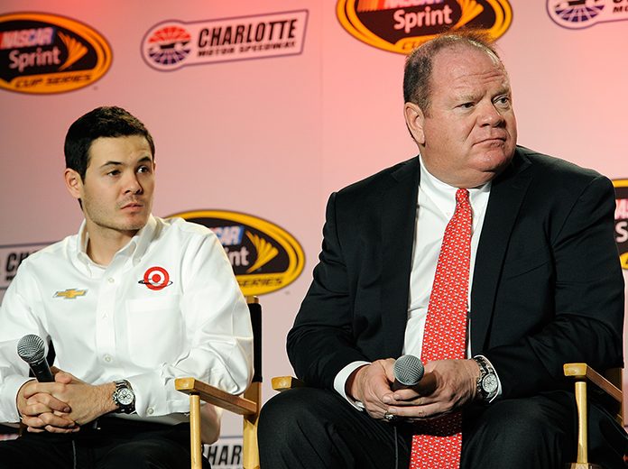 Chip Ganassi (right), seen here with Kyle Larson in 2015, is happy to see Larson winning races after the two parted ways earlier this year. (Jared C. Tilton/NASCAR via Getty Images Photo) Chip Ganassi (right), seen here with Kyle Larson in 2015, is happy to see Larson winning races after the two parted ways earlier this year. (Jared C. Tilton/NASCAR via Getty Images Photo)