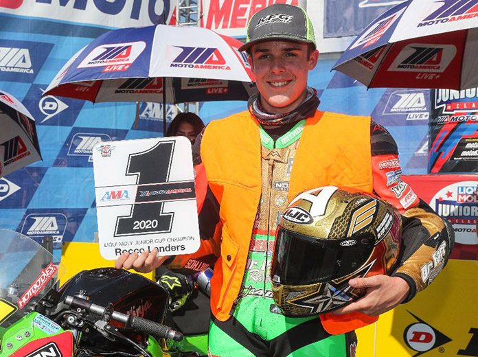 Rocco Landers clinched the MotoAmerica Liqui Moly Junior Cup Championship on Sunday at Barber Motorsports Park. (Brian J. Nelson Photo) Rocco Landers clinched the MotoAmerica Liqui Moly Junior Cup Championship on Sunday at Barber Motorsports Park. (Brian J. Nelson Photo)