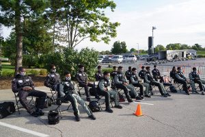 Young racers await the chance to go racing on the go-kart track outside of the Indianapolis Motor Speedway Museum on Saturday. (Bruce Martin Photo)
