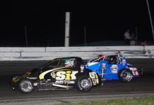 Swanson Does It Again In Florida Kyle O'Gara (67) battles Kody Swanson at Showtime Speedway. (David Sink photo)