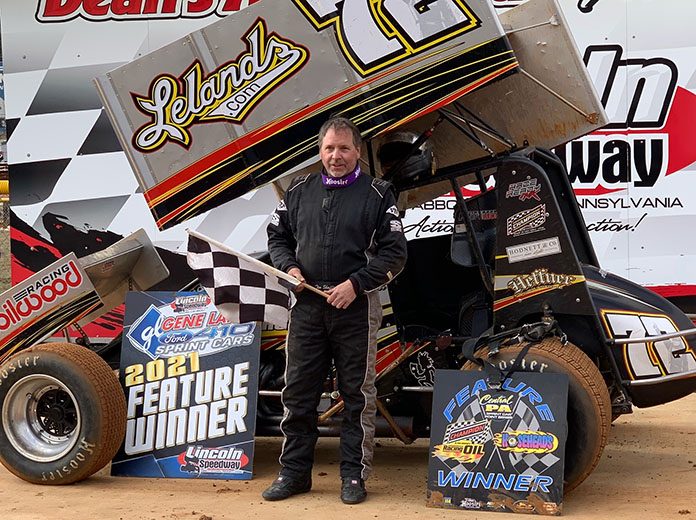 Tim Shaffer picked up his first 410 sprint car win of the year Saturday at Lincoln Speedway. (Dan Demarco Photo) Tim Shaffer picked up his first 410 sprint car win of the year Saturday at Lincoln Speedway. (Dan Demarco Photo)