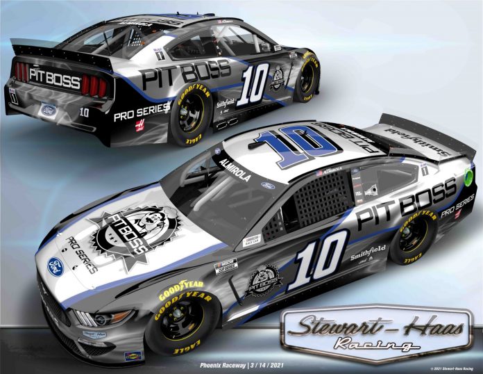 Pit Boss Grills will sponsor Aric Almirola and Stewart-Haas Racing this year. Pit Boss Grills will sponsor Aric Almirola and Stewart-Haas Racing this year.