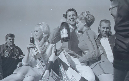 Mario Andretti Mario Andretti enjoys the spoils of victory after winning the 1967 Daytona 500.