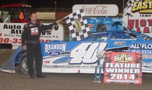 Kyle Bronson won Saturday's dirt late model feature at East Bay Raceway Park. (Mike Horne photo)