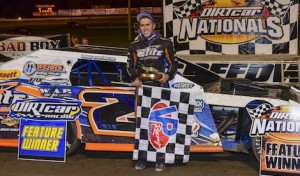Nick Hoffman in victory lane Saturday at Volusia Speedway Park. (Chris Seelman photo)