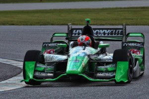 Juan Pablo Garcia made his first laps in an Indy car during a test for KV Racing Technology at Palm Beach Int'l Raceway recently.