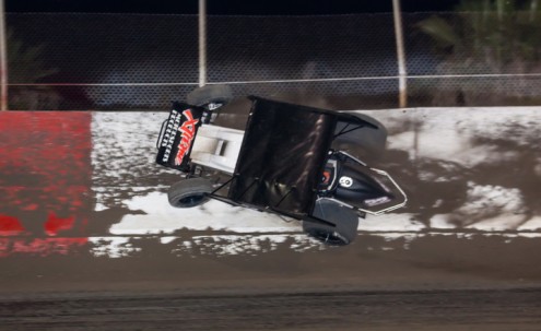 All of a sudden Shawn Murray's car started climbing the wall! (R.E. Wing Photo)