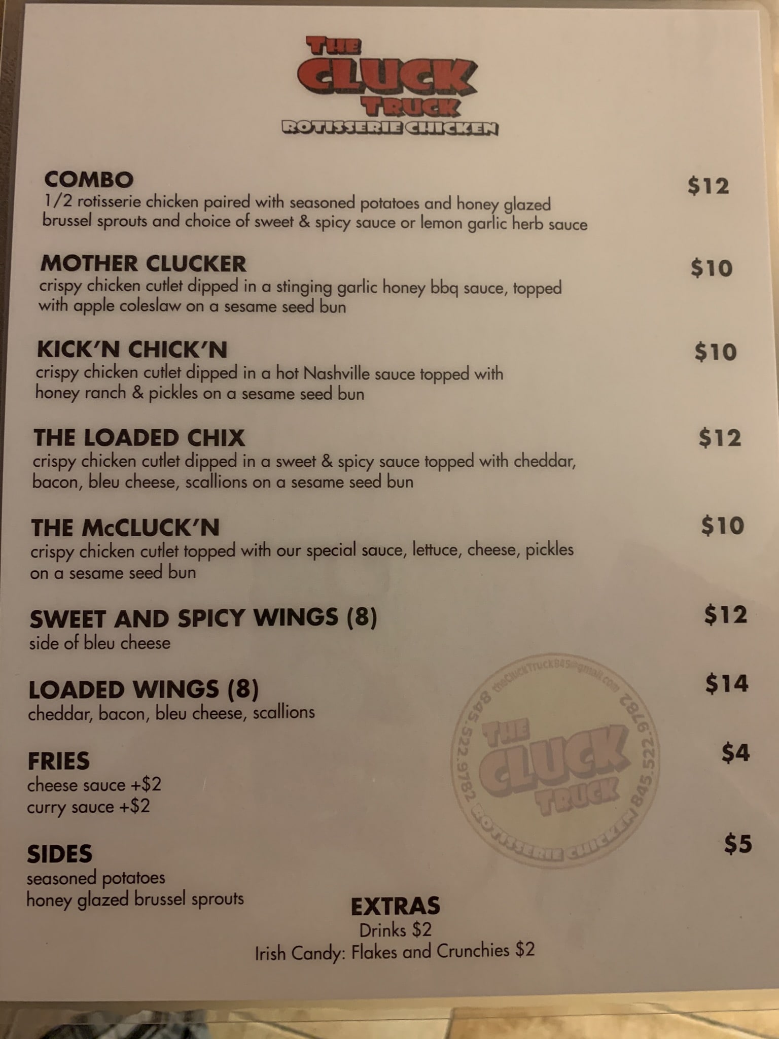 Menu The Cluck Truck