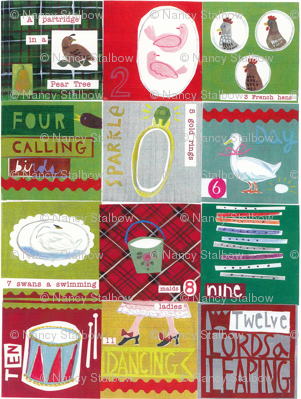 The Twelve days of Christmas wallpaper - nsta - Spoonflower