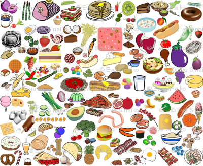 Scattered food clip art fabric eve s Spoonflower