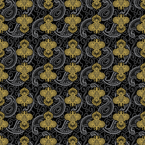 Â©2011 Fleur de Paisley - black and gold fabric - glimmericks - Spoonflower