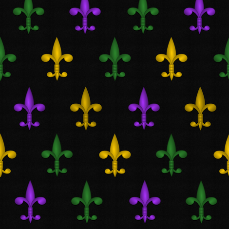 Fleurdelis - Mardi Gras purple, gold, green on charcoal wallpaper