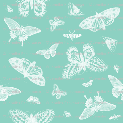 Mint Vintage Butterflies wallpaper - sweetzoeshop - Spoonflower