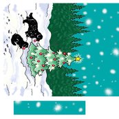 Newfies decorating the Christmas tree Wall Hanging fabric - dogdaze