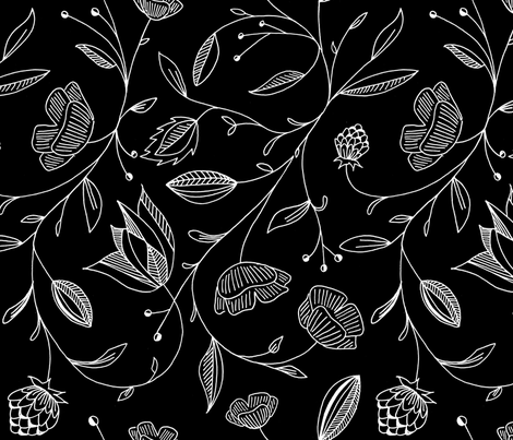 Black Floral wallpaper - kategabrielle - Spoonflower