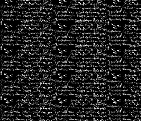 French Script Black and white #0white and #Fblack fabric ...