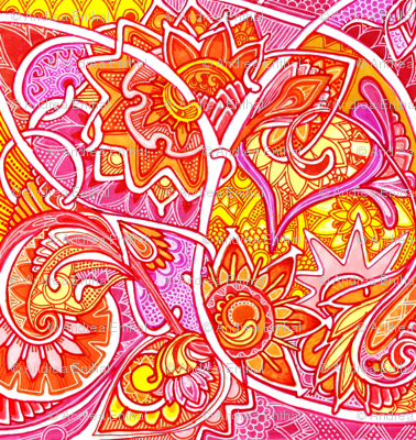 Psychedelic Paisley Love Trip wallpaper - edsel2084 - Spoonflower
