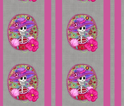Mexican Skull Illustration fabric - dinorahaleatelier - Spoonflower