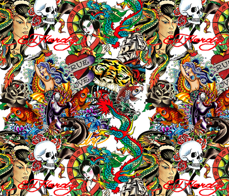 Ed Hardy Fabric 2 fabric - ellyw - Spoonflower
