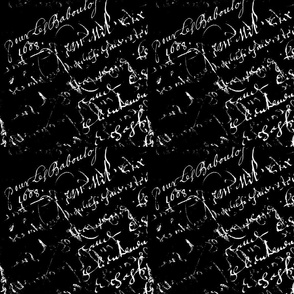 Black And White French Script New Spoonflower