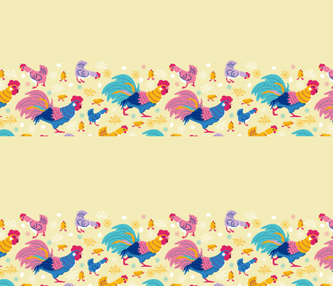 Chicken family matching border fabric - oksancia - Spoonflower