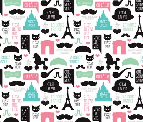 Paris poodle oh la la french romantic travel icon design ...