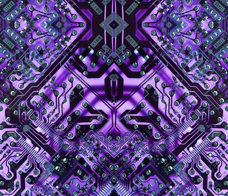 circuit board purple fabric - craftyscientists - Spoonflower
