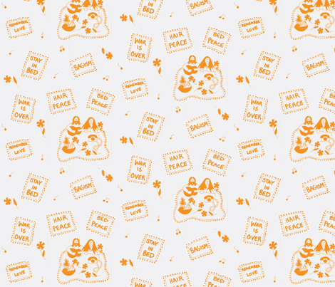 Hair Peace Bed Peace (orange) fabric - dscougar - Spoonflower