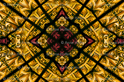 Yellow Stained Glass Abstract Diamonds with Red Accents wallpaper