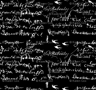 Black and white French script wallpaper - karenharveycox - Spoonflower