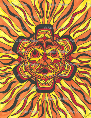 Tribal Sun Face wallpaper - sweber - Spoonflower