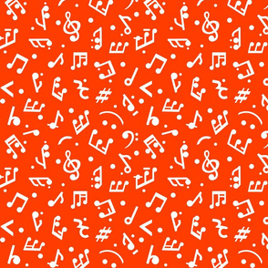 Wallpaper Music Notes On Red Bg In Smaller Scale