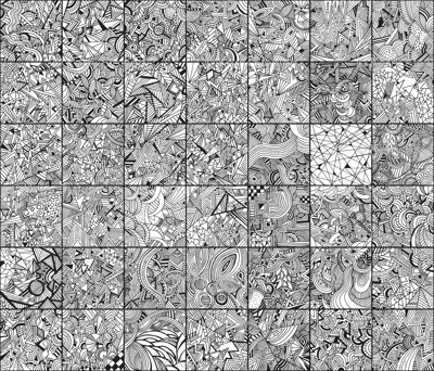 Zentangle Squares Black fabric - ladykerry - Spoonflower