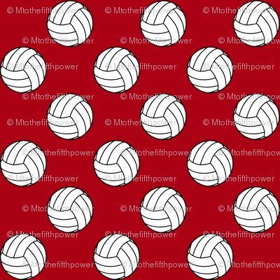 One Inch Black and White Volleyball Balls on Dark Red wallpaper