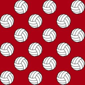 One Inch Black and White Volleyball Balls on Dark Red wallpaper