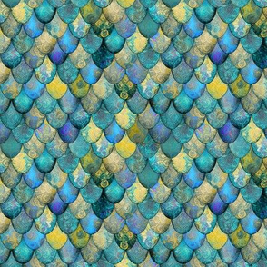 Small Mermaid Tails In Turquoise Gold Spoonflower