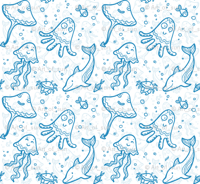Ocean doodles wallpaper - art_of_sun - Spoonflower