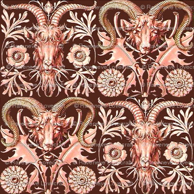 goats antlers rams horns animals flowers floral thistle art nouveau