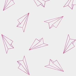Paper Airplanes Neon Pink On Gray Spoonflower