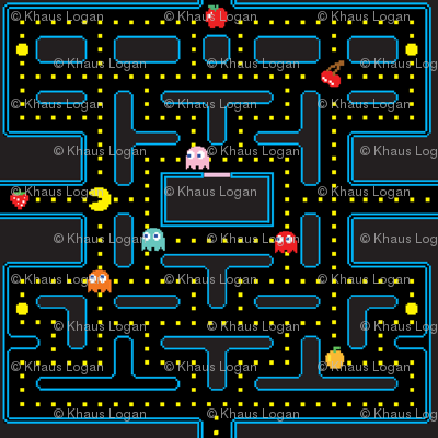 Pacman Retro Video Game Pattern fabric - khaus - Spoonflower