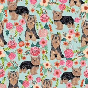 Yorkie Florals Fabric Yorkshire Terrier Spoonflower